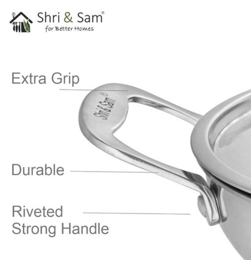 Shri & Sam Stainless Steel Platinum Plain Heavy Weight Kadhai - Image 2